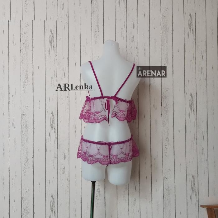Promo Ska69 Sexy Lingerie Bra Set Ungu - Bikini Ungu Transparan Tipis Terlaris