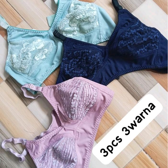 yrka- Bra No Busa No Kawat Jumbo Paket 3Pcs Bh Dewasa Nyaman Dipakai