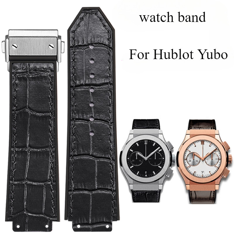 IMPORT For Hublot Yubo Big Bang Genuine Cow Leather Watch Strap Male Classic Fusion Silicone