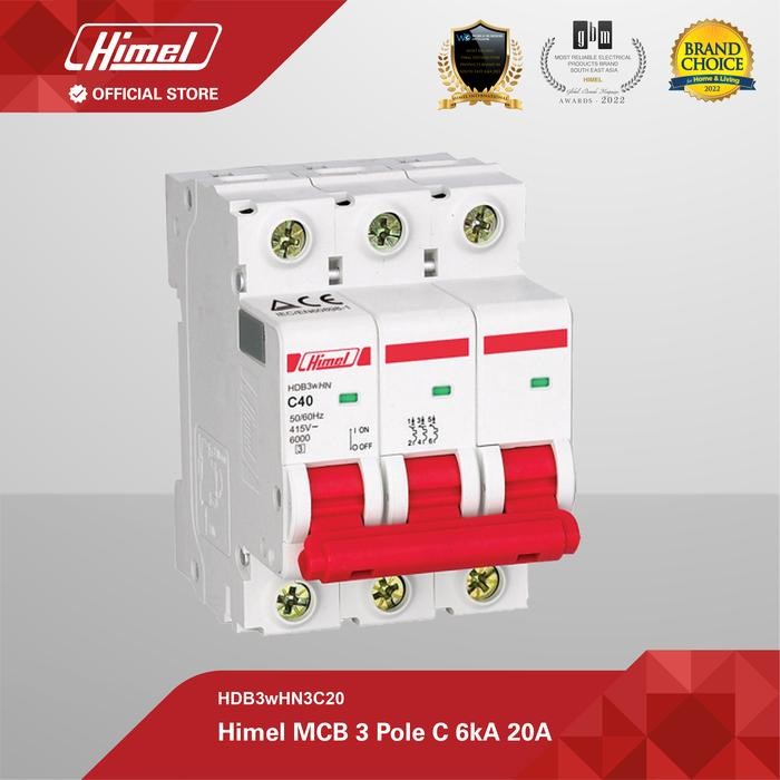Himel MCB 3 Pole C 6kA 20A
