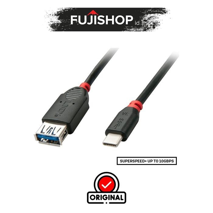 LINDY 41895 Kabel USB 3.1 Type C to A Female OTG Extension 0.15M Black Cable