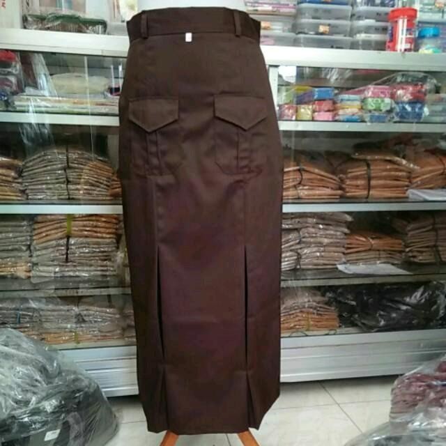SIAPKIRIM Rok Span Pramuka SMP belah 2 Kantong depan Rok Span Coklat Rok Pramuka Rok Seragam READY