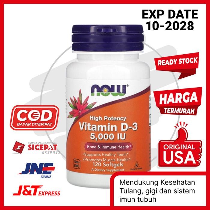 ORIGINAL Vitamin D-3 D3 5000 iu Now 120 Softgel