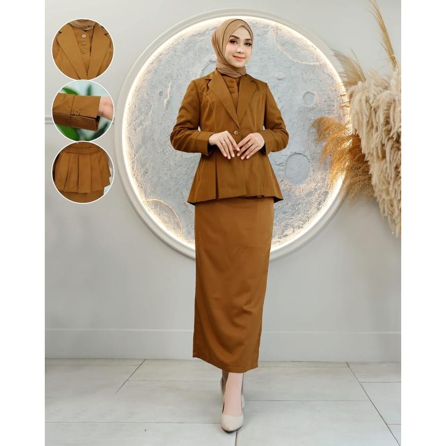 SIAPKIRIM Baju Kerja Dinas Seragam Pemda Krah Rompi Rempel Susun Wanita Setelan Rok