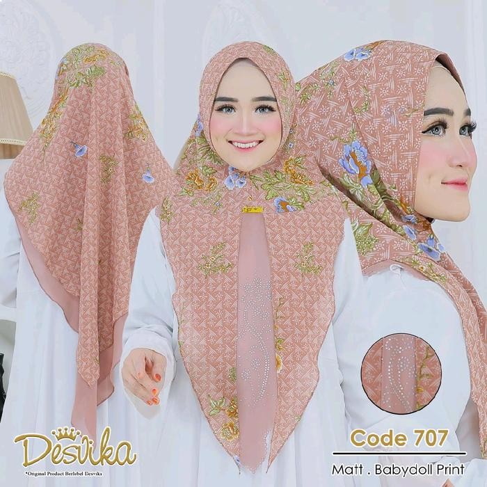KirimCpT- Athallahjuliehijab-Jilbab Instan Khimar Ceruty Babydoll Printing By Desvika Hijab