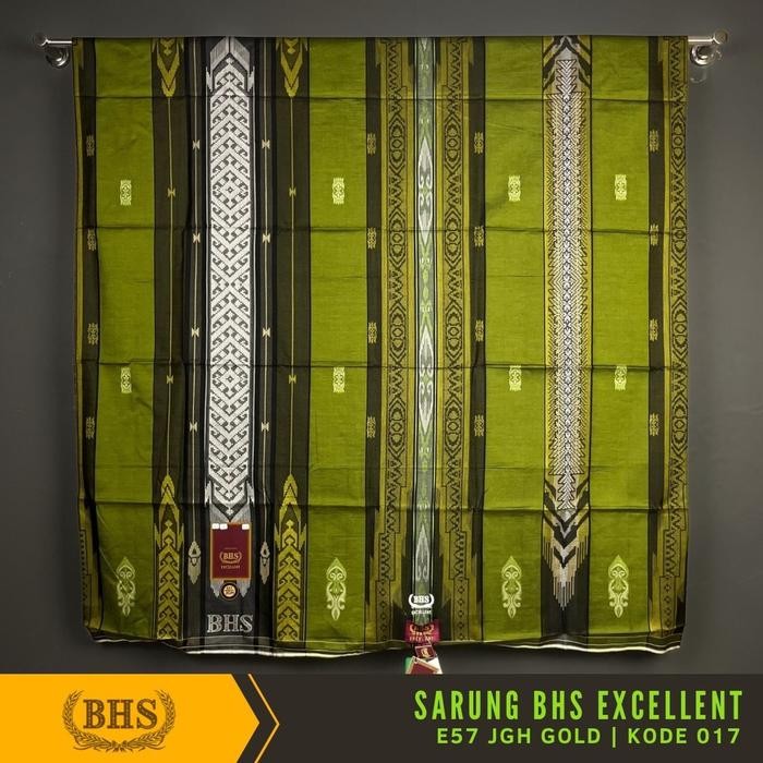 Prom0Besar- Sarung Bhs Excellent Jgh Gold Motif E57 Jgh Jacquard Full Timbul Bahan Mercerized