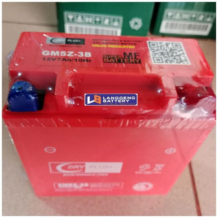 Aki Motor Gm5Z-3B Dryplus Aki Kering 12Volt / 7Ah Untuk Honda, Yamaha, Suzuki, Kawasaki