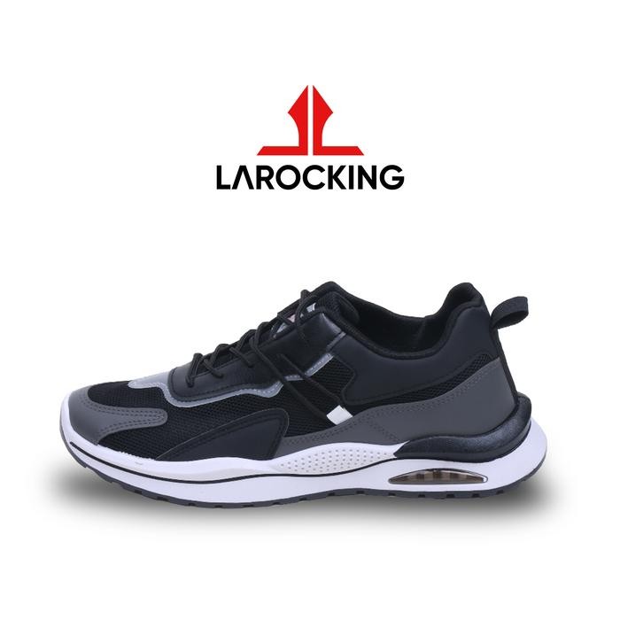 Larocking - Phoenix Hitam Abu Sepatu Sneakers Casual Gym