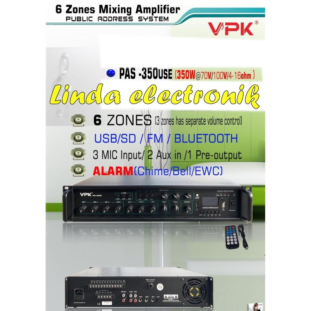 Terpopuler Ampli Vpk Pas350Use 350Watt 6 Zones Amplifier Vpk Pas 350Use Original Terlariss 