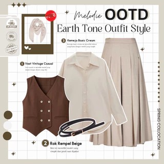 1 Set Outfit Wanita Korean Style Vintage Hijab