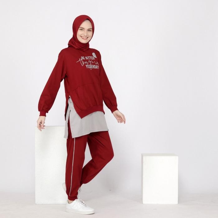 Setelan Olahraga Wanita Muslim Pakaian Sporty Baju Celana Hitam Panjang Pasti Ori
