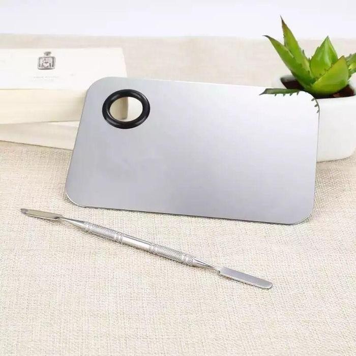 MIXING PALETTE FOUNDATION PAPAN MIXING PALETTE STAINLESS + SPATULA