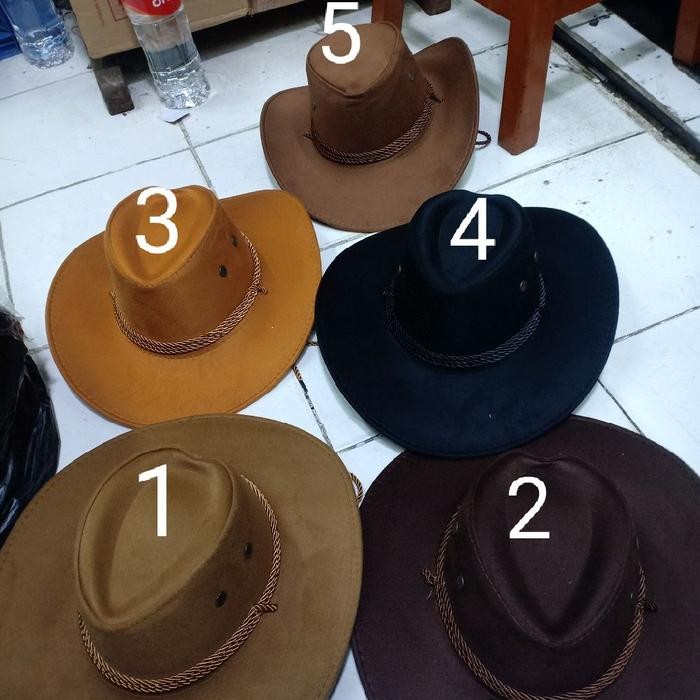 aayk- Topi Koboi Tambang/Topi Koboi Laken-Coklat Topi Koboi Dewasa