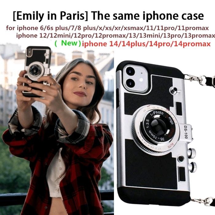BdGGadget- 3D Casing Emily In Paris Case Iphone 11 12 13 Pro Max Lanyard Camera