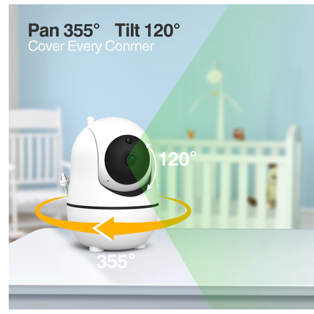 Babystar 7" HD Split Screen Video Baby Monitor No WiFi, Baby Camera Monitor, Hack Proof, Remote