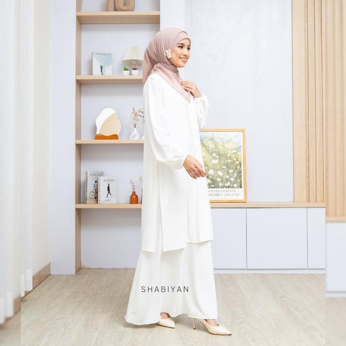 SHABIYAN-613 Gamis Wanita Dress Putih Muslimah Inner Outer Formal Daily - S