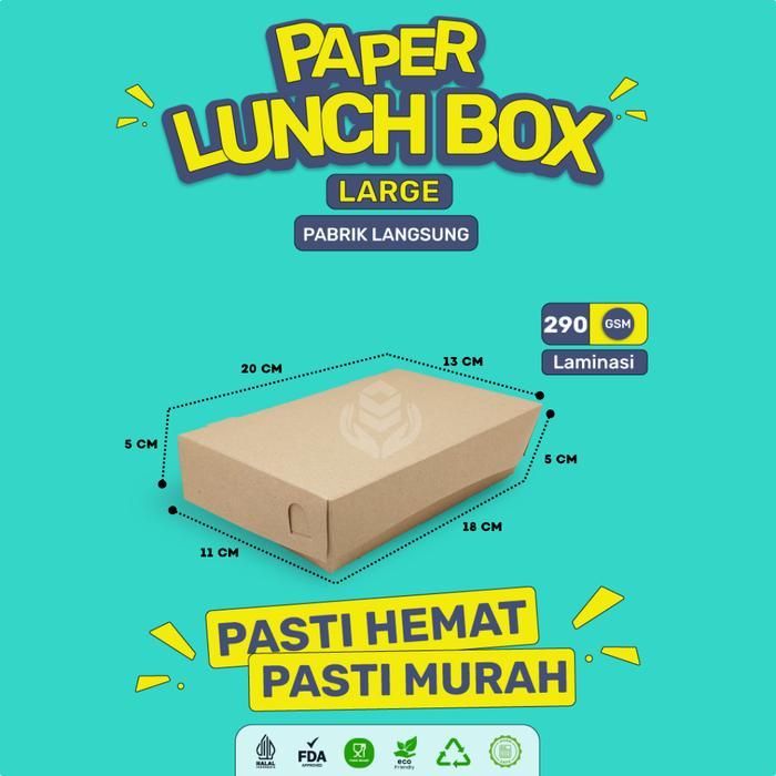 .Apaloh - (50 Pcs) Paper Lunch Box Kraft Large / Lunch Box Paper Food Grade / Paper Lunch Box Kraft