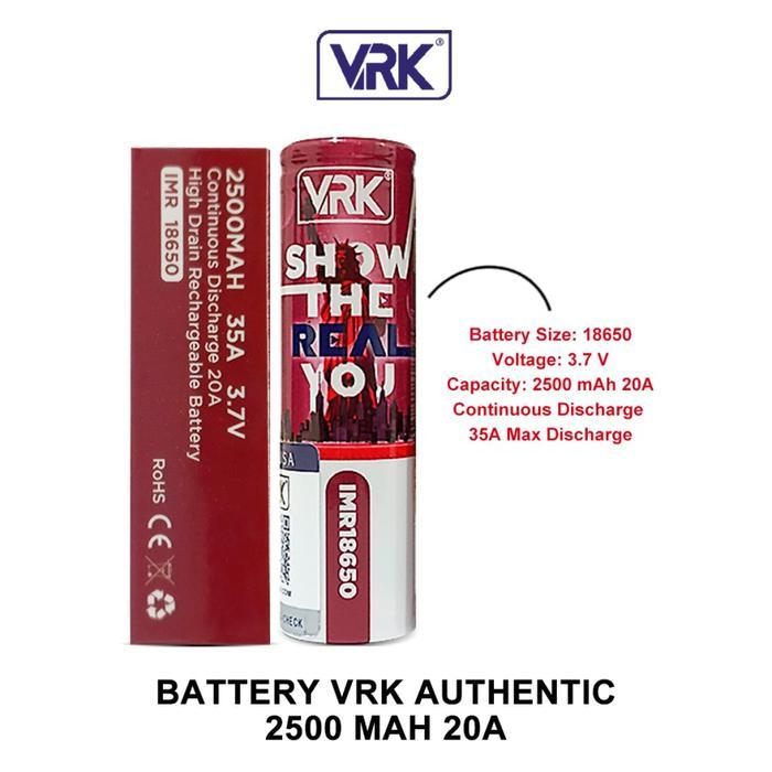 VRK BATTERY 18650 SERIES 2500MAH - 3000MAH - 3500MAH - 3750MAH - 30A - 40A - 35A ORIGINAL VRK USA