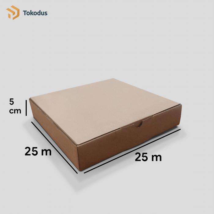(Isi 100) Kardus Pizza Box Polos 25X25X5 Cm Kraft Corrugated E-Flute Single Wall Bahan Baru Polos -