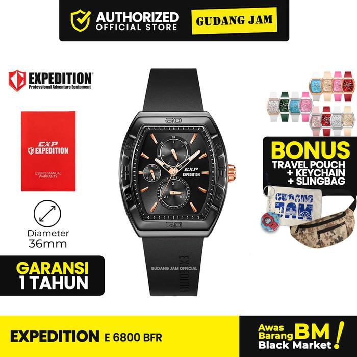 Jam Tangan Wanita Expedition E 6800 BF E6800 Rubber Strap Analog