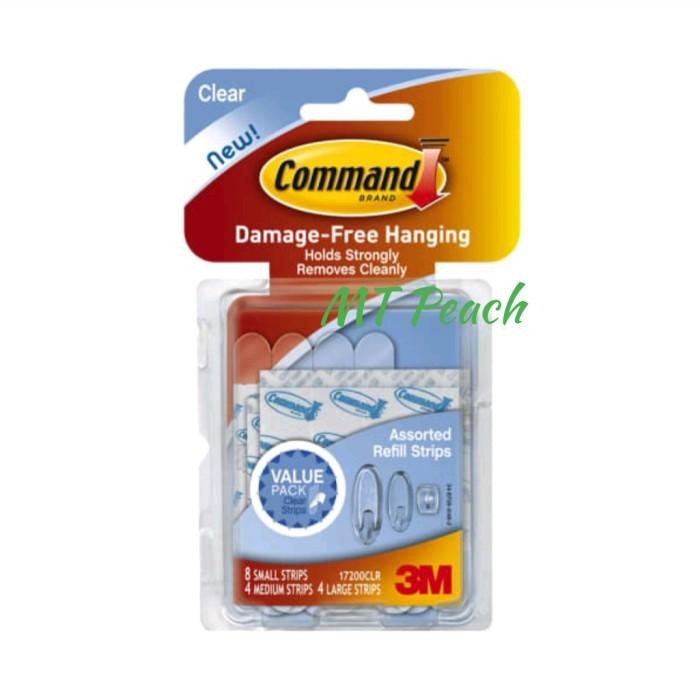 

3M COMMAND STRIP ISI ULANG 3 UKURAN REFILL STRIPS CLEAR ASSORTED 17200