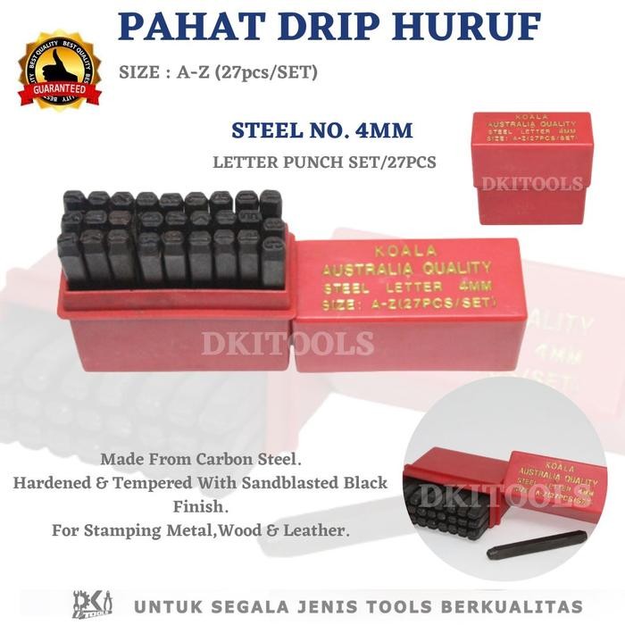 

Pilihan- Set Pahat Drip Huruf Nomor Kunci Stempel Ketok 4Mm A-Z 27Pcs Merk Koala - Besi,