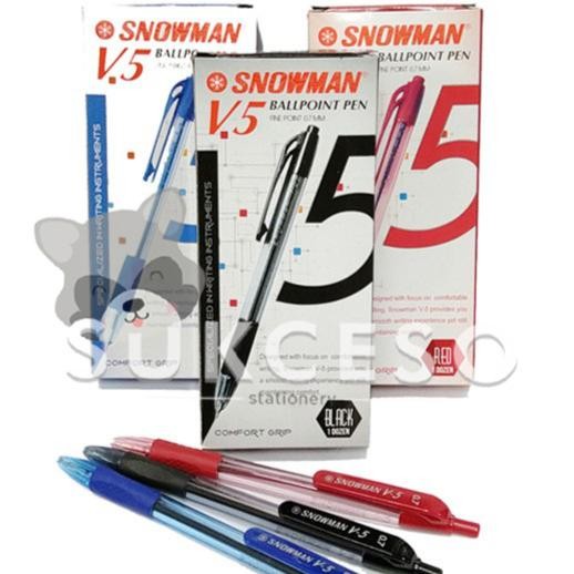 

DIJUAL LUSINAN Snowman Pulpen V5 Black & Biru 0.7mm Pena Ballpoint