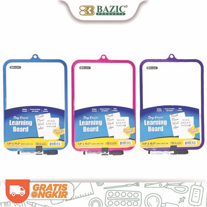 

Bazic Double Sided Dry Erase Board 7.4"x10.3" - Papan Tulis Kecil