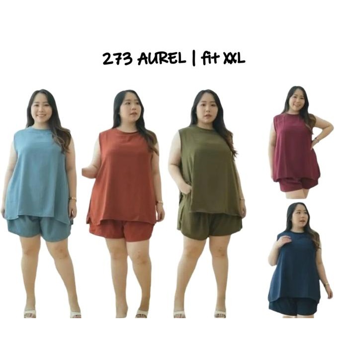 DISKON 272 Aurel Set - Baju Setelan Bigsize Jumbo Wanita Big size READY STOCK