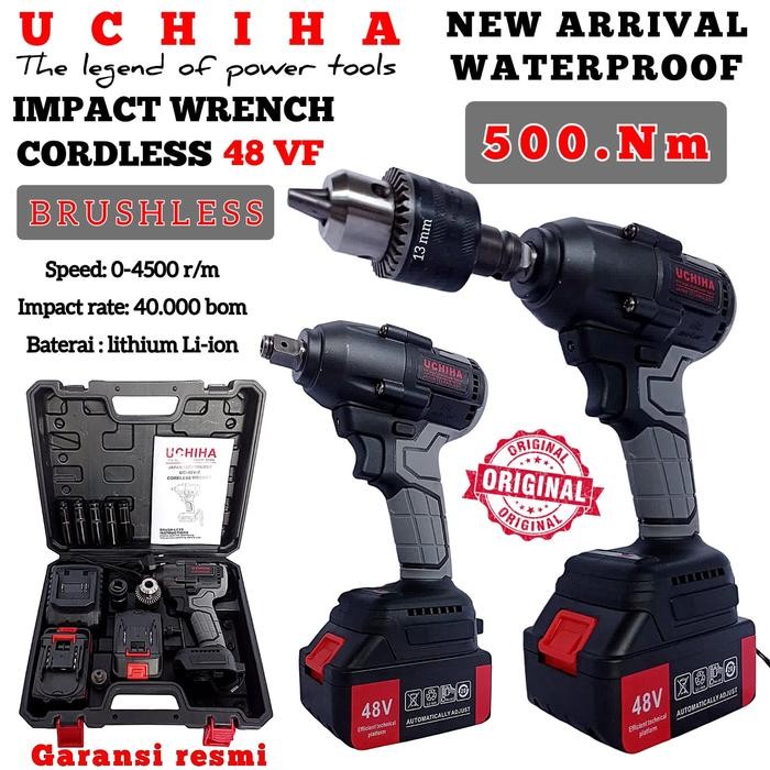 Cordless Impact Wrench Brushless Mesin Impact Pembuka Baut Uchiha Ori