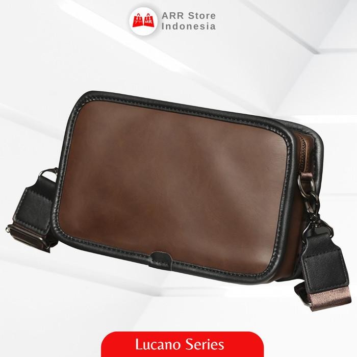 Tas Selempang Pria Wanita PU Leather Tas Kulit Pria Dark Brown