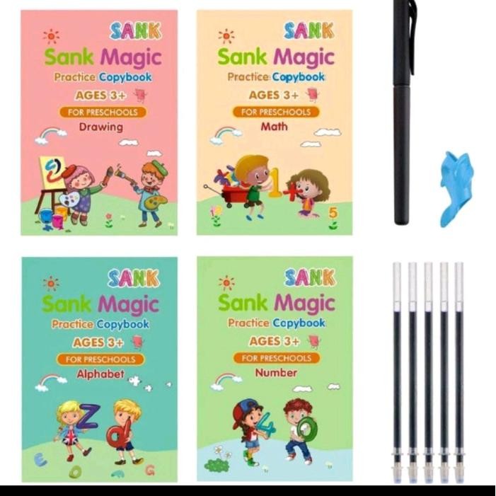 

New Sank magic pratice book 1set isi 4pcs+bolpoint dan refil Alat Belajar