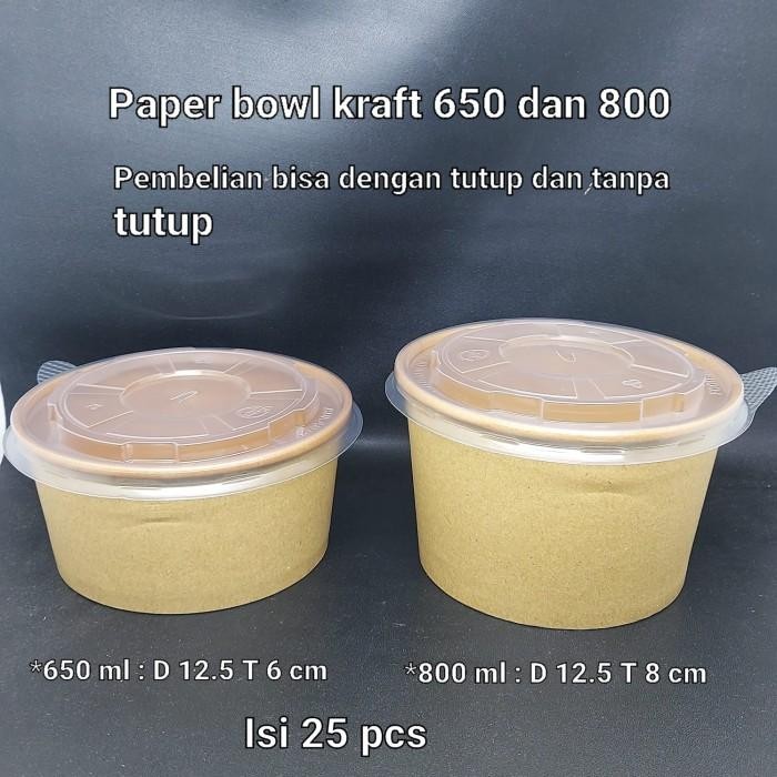 

1 DUS - Paper Bowl Kraft 650 ml 800 ml Mangkok Kertas Kraft isi 500