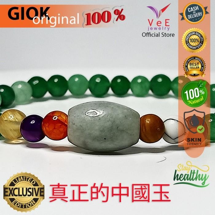 Gelang Tasbih 33 Butir Batu Giok 7 Cakra 6mm Aventurine Asli Burma
