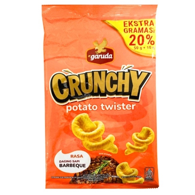 

S29277 GARUDA CRUNCHY POTATO TWISTER BBQ SNACK 60GR MAJU BERSAMA (20250913)