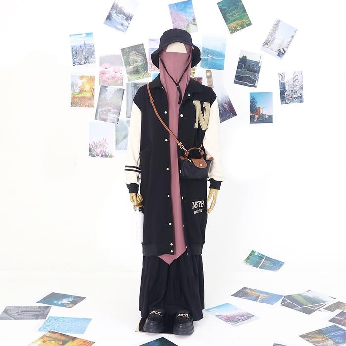 ASLI Nusseyba - Nusseyba Jacket - Long Jacket Muslimah - Jaket Syari Wanita - Varsity Jaket Outer