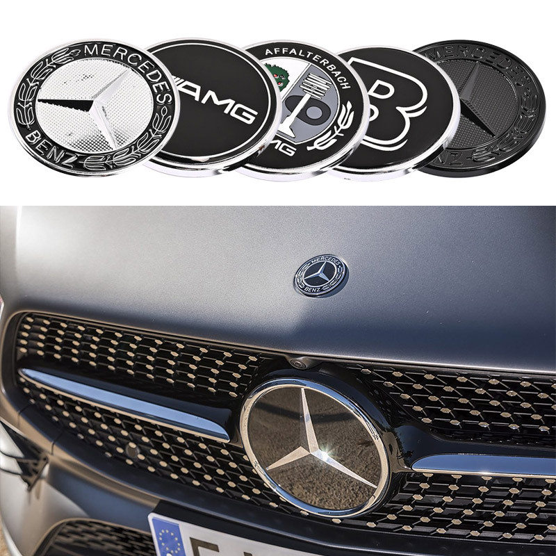 IMPORT 57mm Car Hood Emblem Badge Bonnet Emblem Stickers For Mercedes Benz Brabus AMG W124 W140 W163