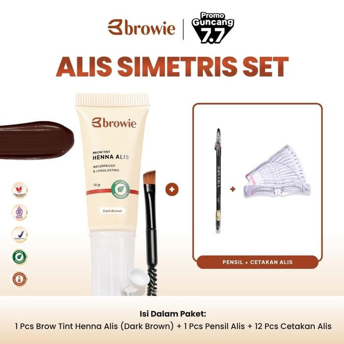 Pilihan- Dark Brown Cetakan & Pensil - [Bpom & Halal] Browie Brow Tint Henna Alis Eyebrow