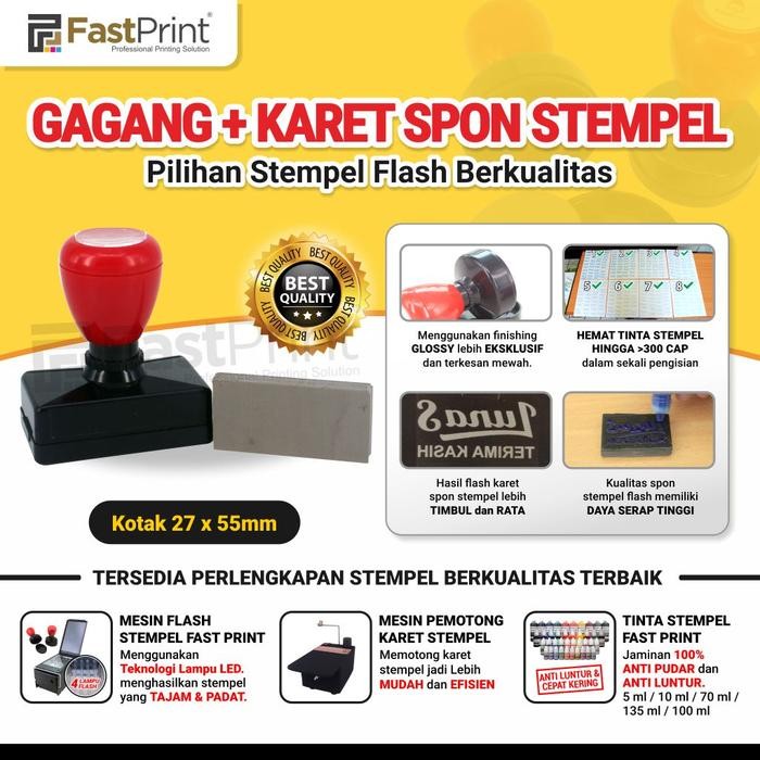 

Gagang Stempel Plus Karet Spon Potongan Ukuran Kotak 27X55Mm