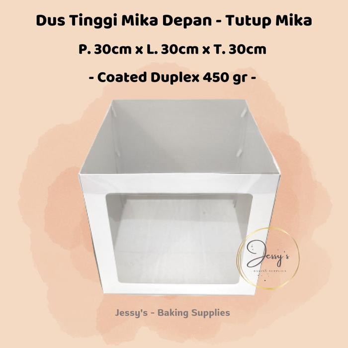Dus Box Kotak Kue Cake Tinggi Mika 30 x 30 x 30 Putih Polos