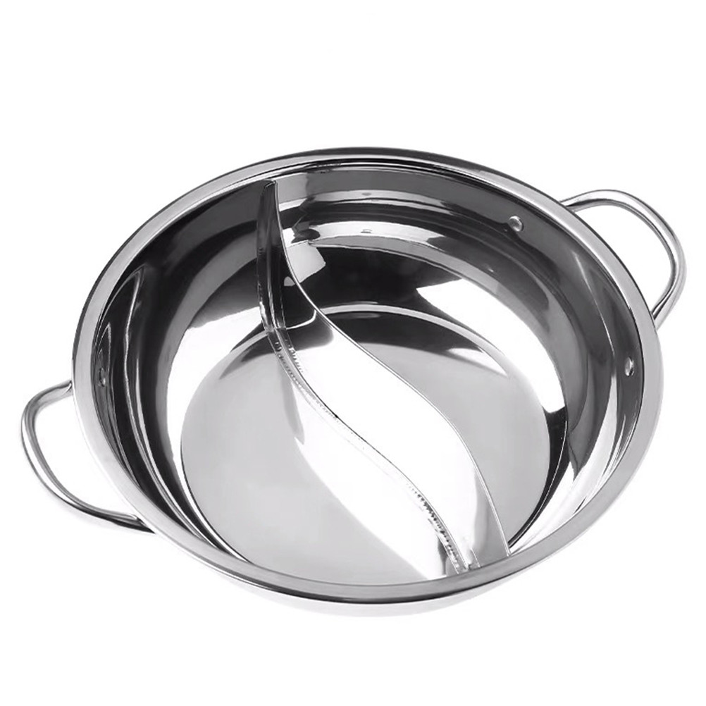 Stainless Steel Shabu Shabu Hot Pot with Divider Dual Sided Hot Pot Yin Yang Hot Pot Ramen Cooker So