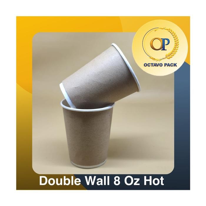 62eh- Paper Cup Double Wall Kraft 8 Oz / Double Wall 8 Oz Hot / Paper Cup Double Wall (Isi