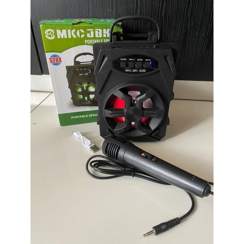 Speaker Bluetooth S288 Portable MKC JBK S-288 Gratis Mic Karaoke