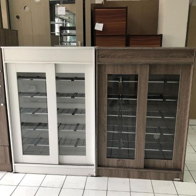 ORIGINAL Lemari rak sepatu pintu geser sliding kaca - Via Instant READY STOCK