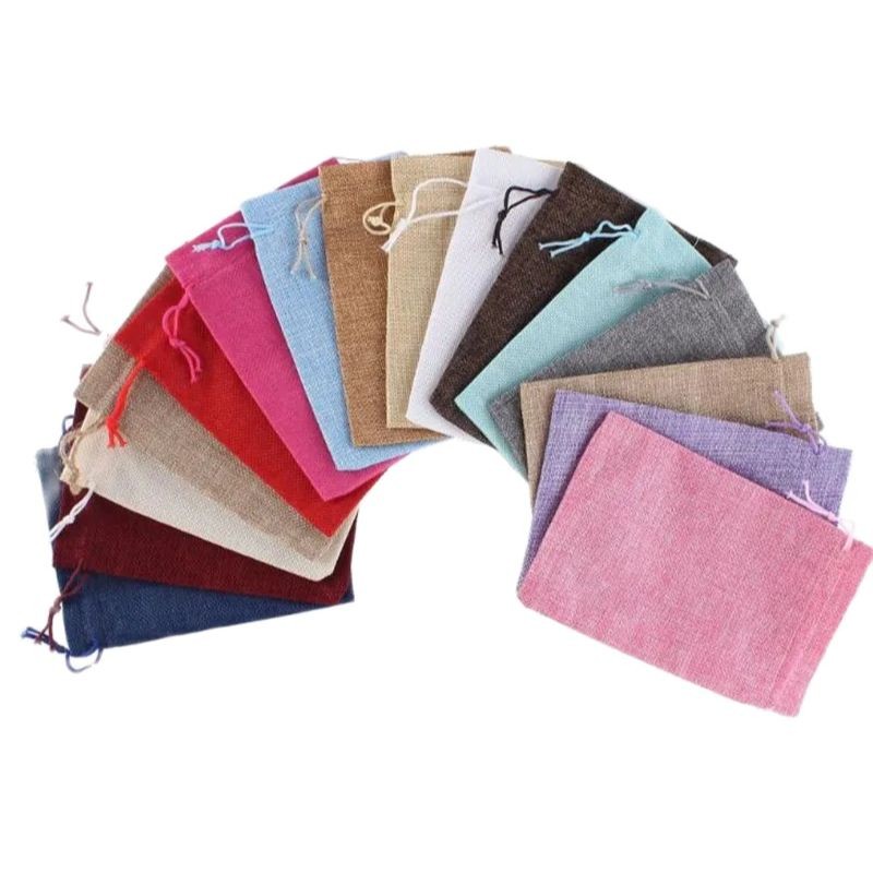20pcs colorful Linen Jute Drawstring Gift Bags, Wedding Birthday Drawstring Bags