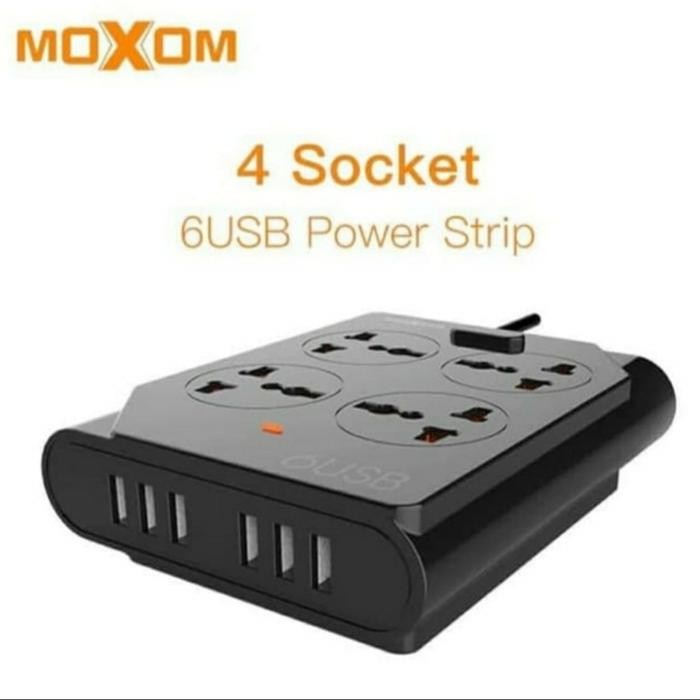 Colokan Cabang Multifungsi 4 Colokan Listrik 6Usb Power Charger Moxom
