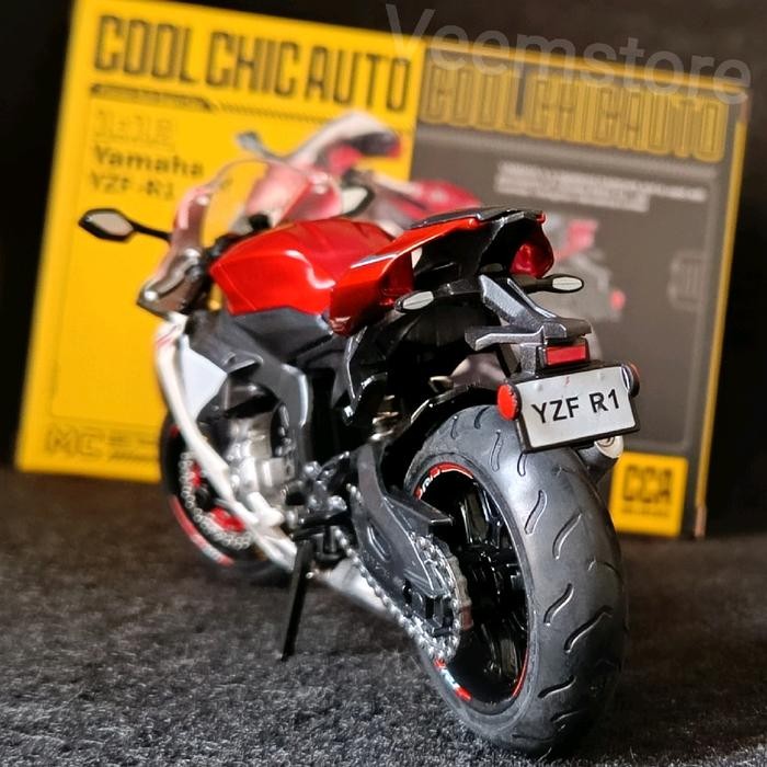 STOK TERBATAS  DIECAST 1:12 YAMAHA YZF-R1 [CCA] MERAH PUTIH TERJANGKAU
