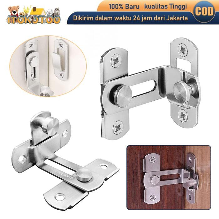 Grendel Sudut Kait Cantol Pintu Kunci Geser Gembok Kamar Slot Jendela
