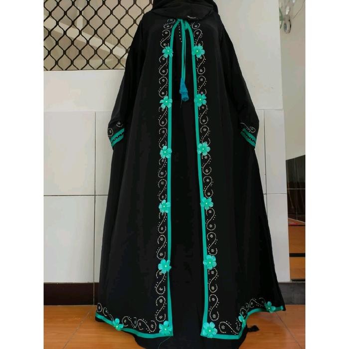 KirimCpT- Abaya Aurora Set Outer Abaya Hitam Saudi