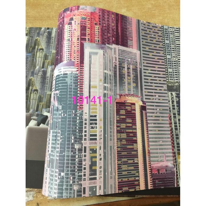 ASLI Wpaper Dinding Korea Motif Gedung Kota Malam 3D Roll Besar READY STOCK